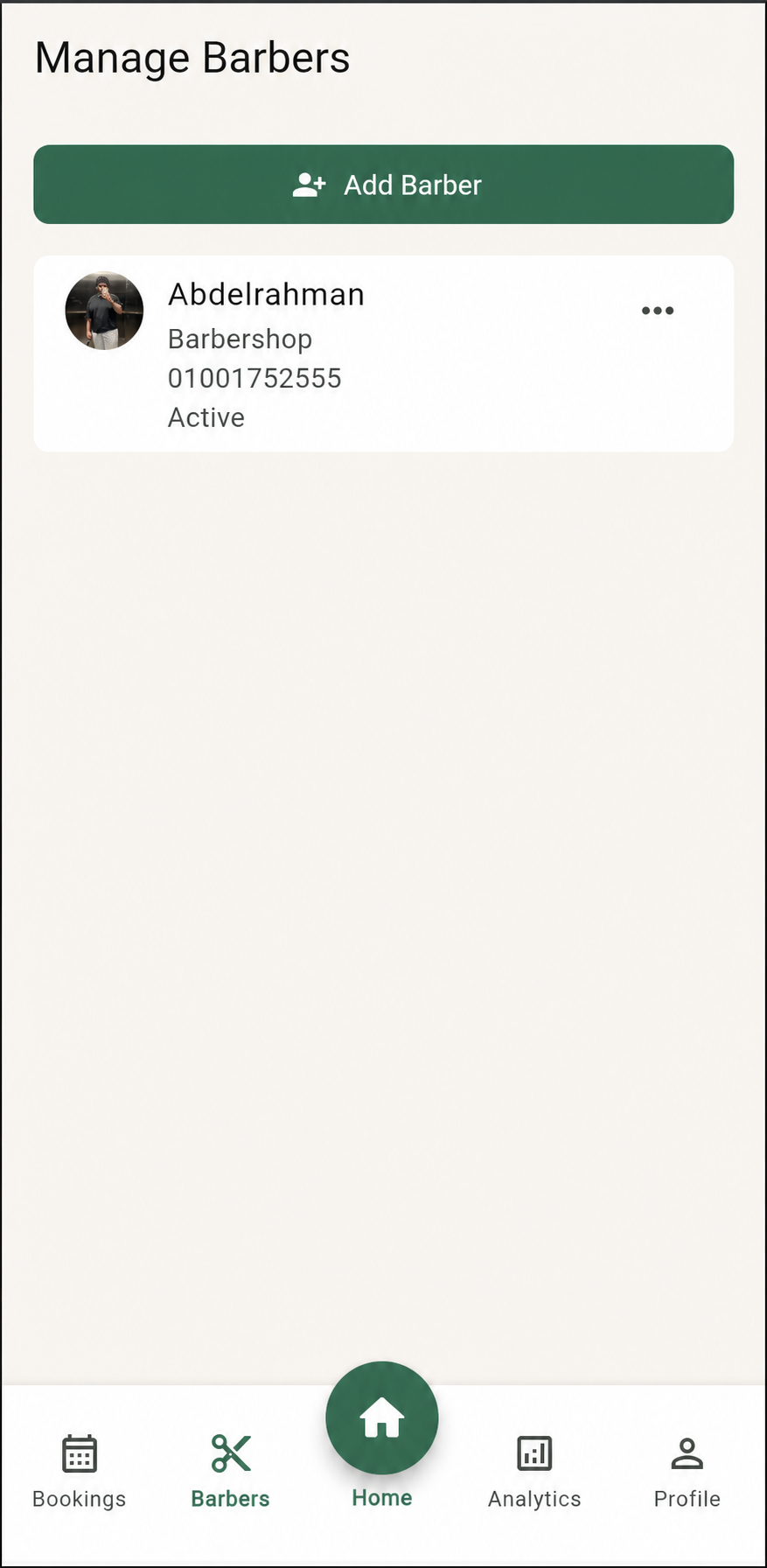 Salony owner specialist management screen